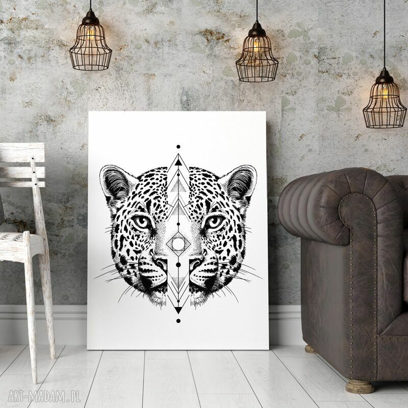 Plakat obraz Gepard 50x70 cm B2 w czerni i bieli