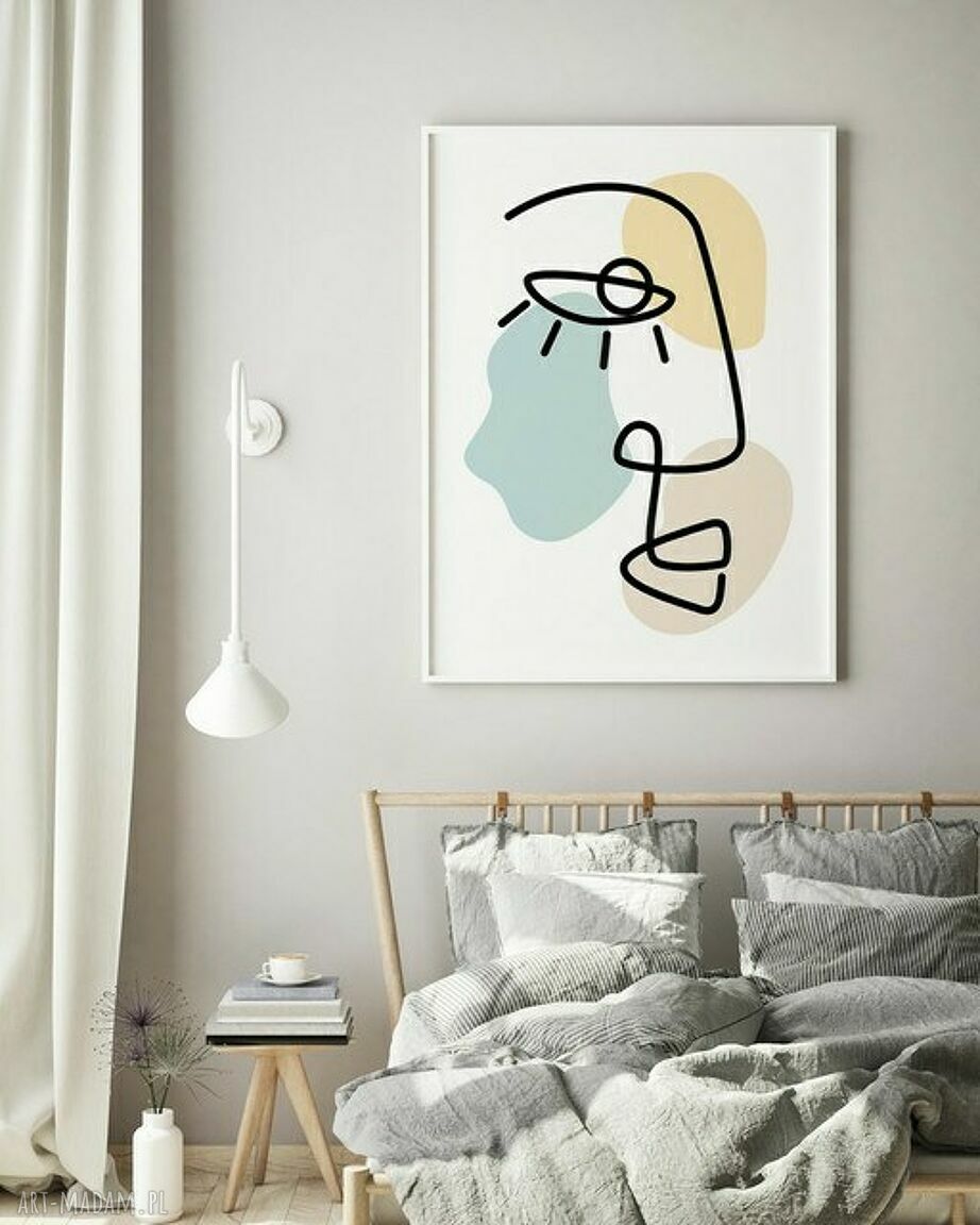 Plakat obraz Tribute to Matisse B2 50x70 cm - turkus i biel