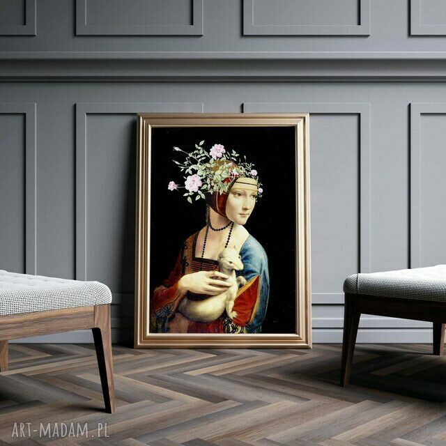 Plakat obraz Dama z barankiem 50x70 cm B2 Hogstudio