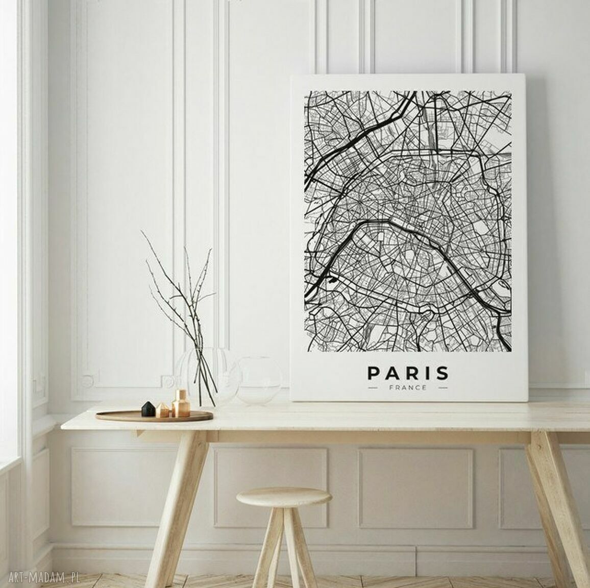 Plakat Mapa Paryża 50x70 cm B2 (czarno-biały)