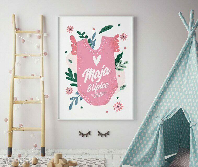 Plakat obraz Metryczka dziecka Bodziak 50x70 cm B2 - Hogstudio