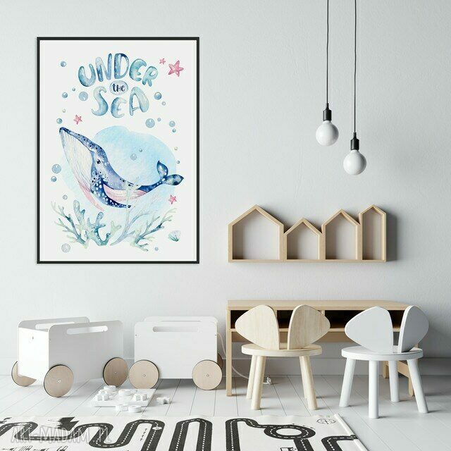 Plakat obraz Wieloryb 50x70 cm B2 dla pokoju dziecka
