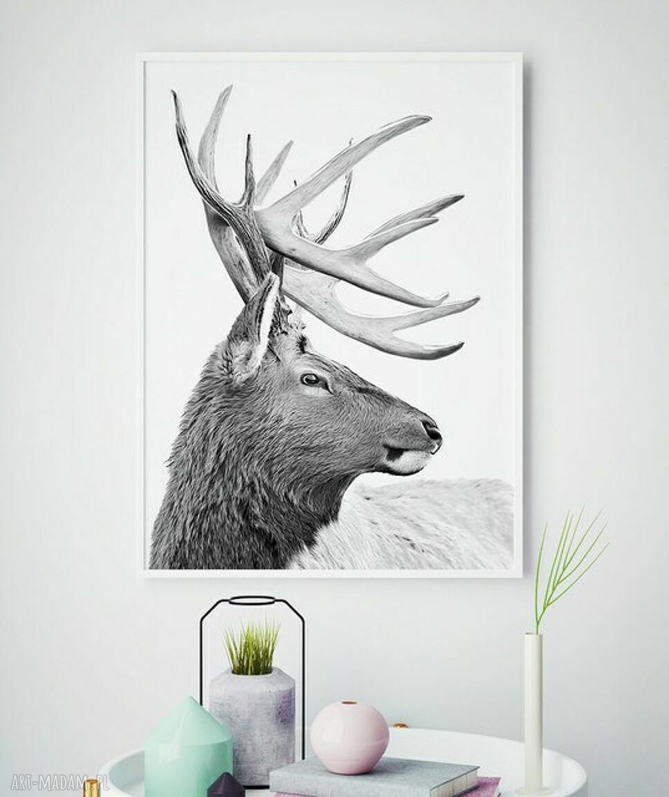 Plakat obraz skandynawski jeleń 61x91 cm