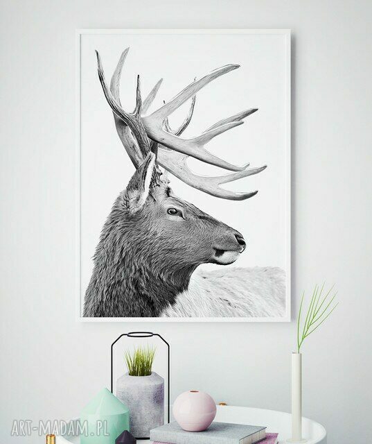 Plakat obraz skandynawski jeleń B2 50x70 cm - nowoczesny plakat (Hogstudio)