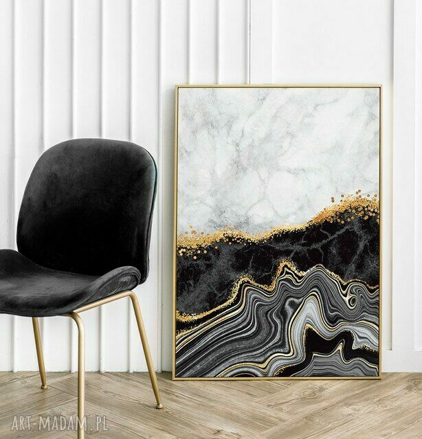Plakat Obraz Black Marble 61x91 cm - abstrakcyjny czarny marmur