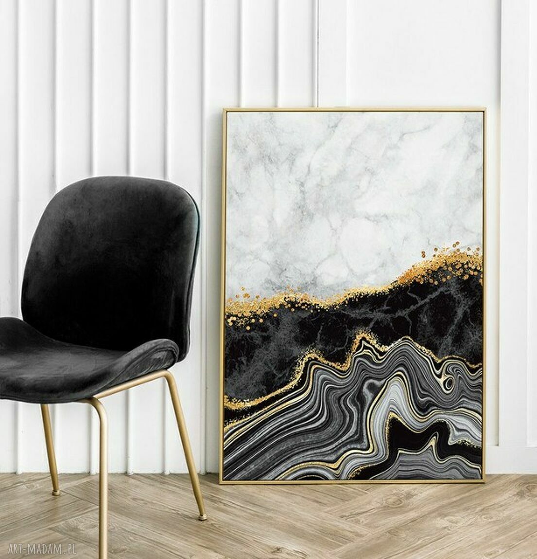 Plakat obraz Black Marble 40x50 cm - nowoczesna grafika do Twojego wnętrza