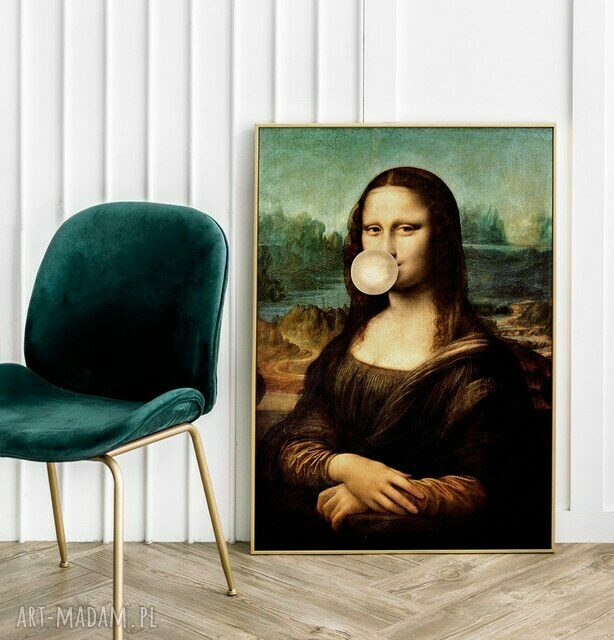 Plakat obraz Mona Lisa ze złotym balonem 30x40 cm