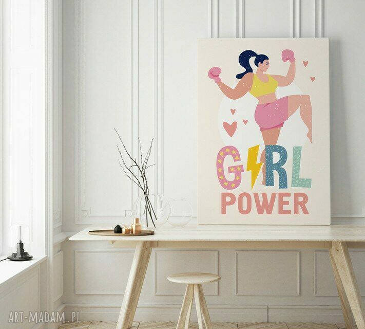 Plakat obraz Power Girl 50x70 cm B2 - druk na papierze 220 g