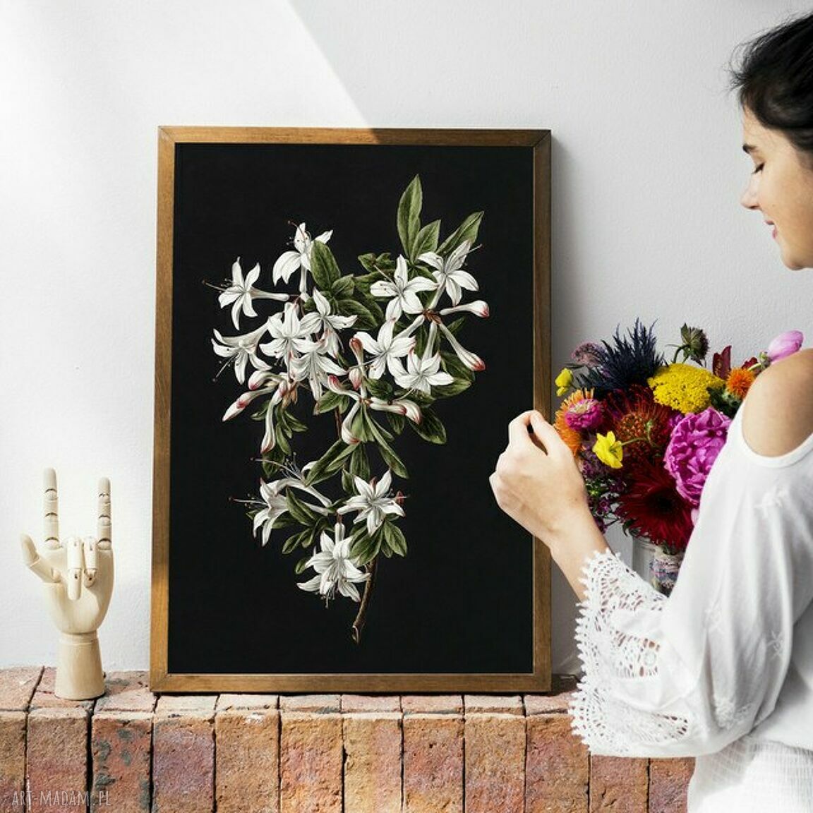 Plakat obraz Black Flower 50x70 cm B2 - vintage grafika w czarnym stylu