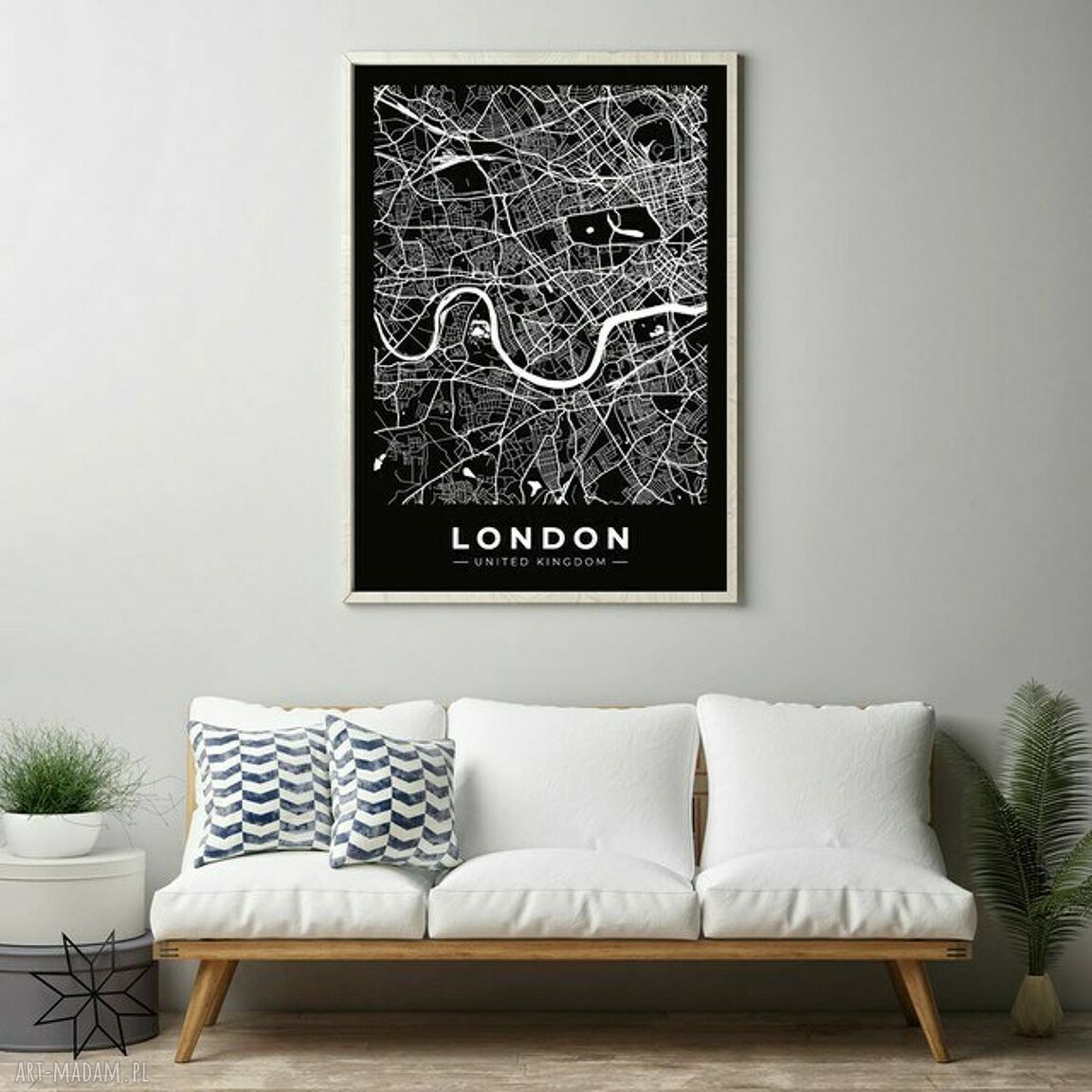 Plakat Londyn Black - mapa 50x70 cm B2