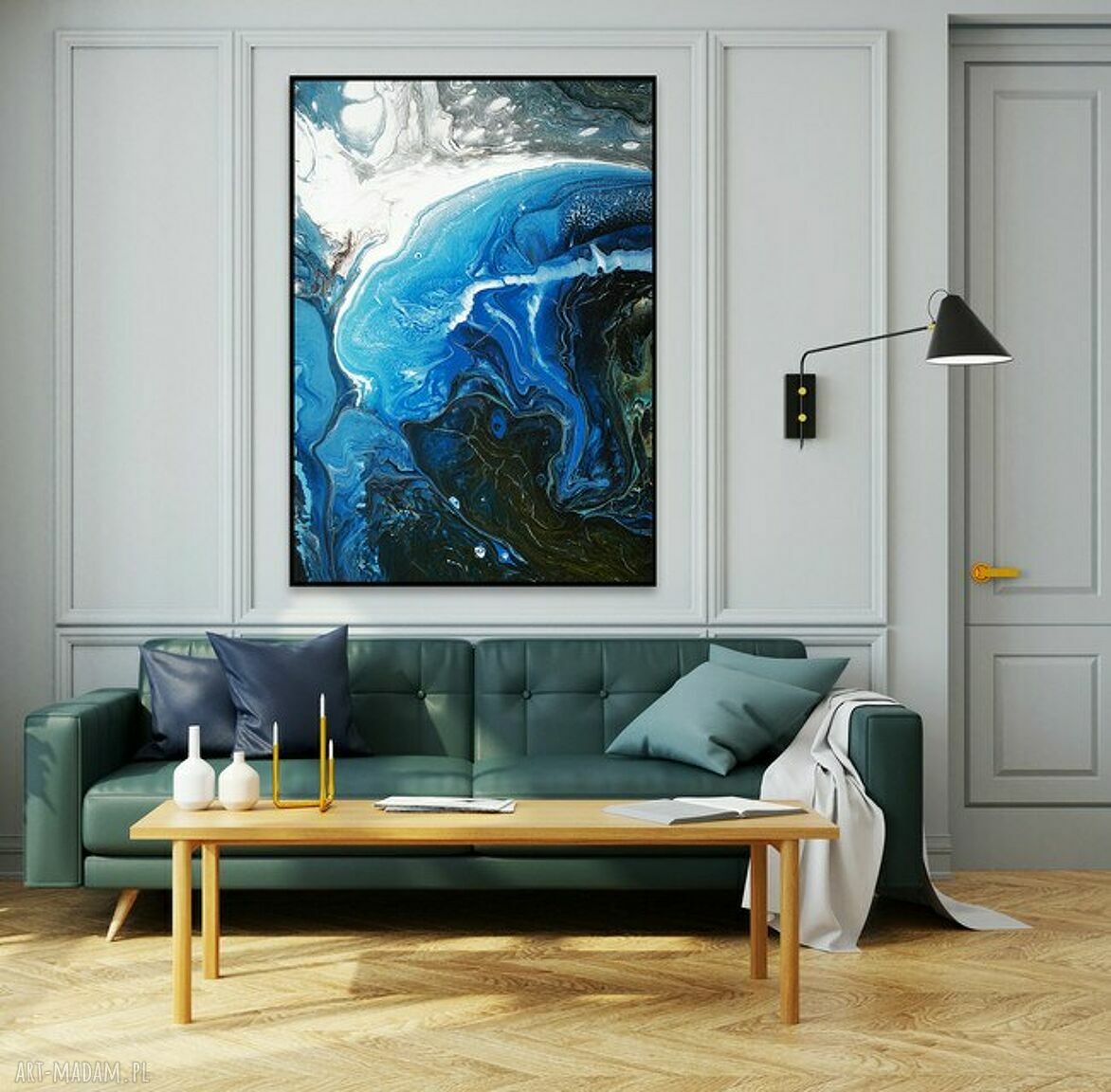 Plakat obraz Dark Blue Abstrakcja 50x70 cm B2