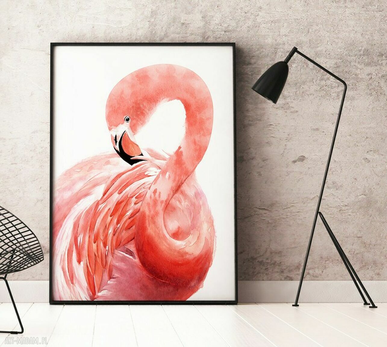 Plakat obraz flaming 30x40 cm - różowy akcent, który ożywia wnętrze
