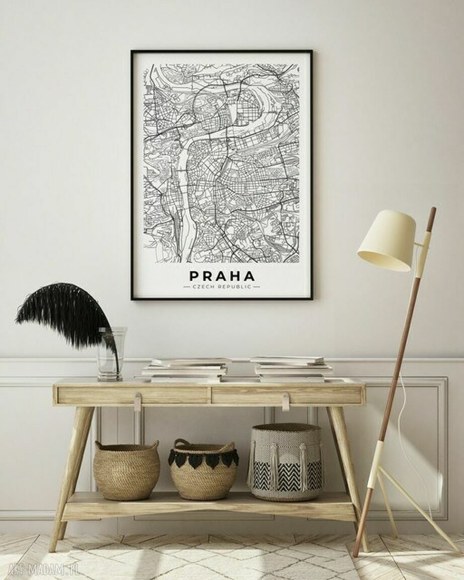 Plakat obraz mapa Praga 50x70 cm B2