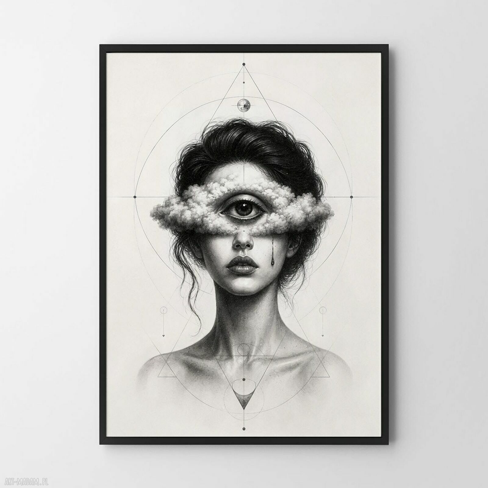 Plakat Oczy abstrakcja - czarno-biała grafika A4