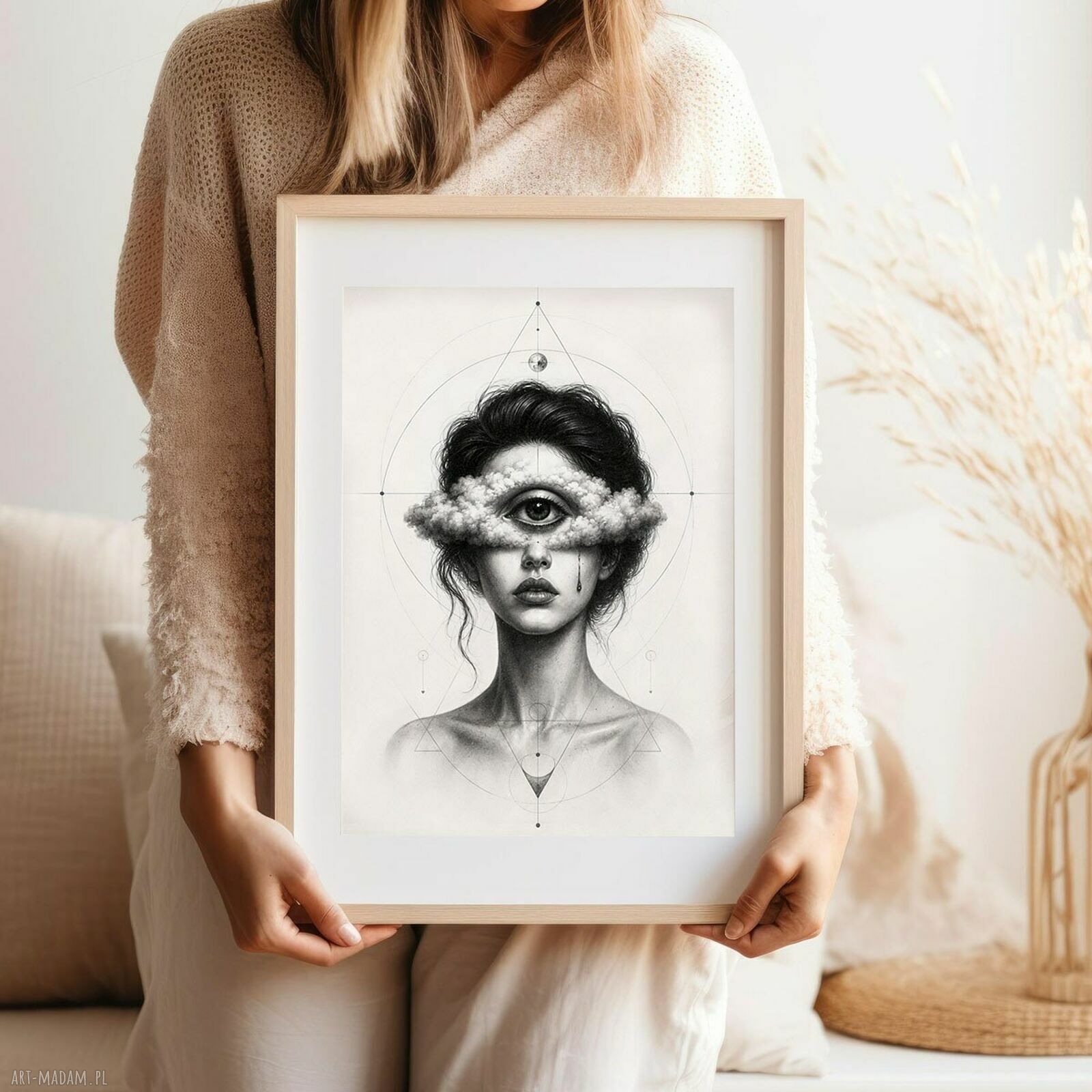 Plakat Oczy abstrakcja - czarno-biała grafika A4