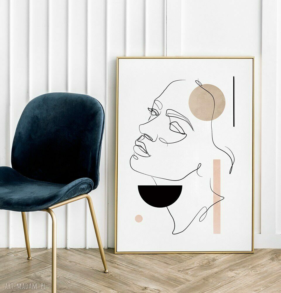 Plakat One Line z Różą 40x50 cm - Portret Kobiety w Geometrii