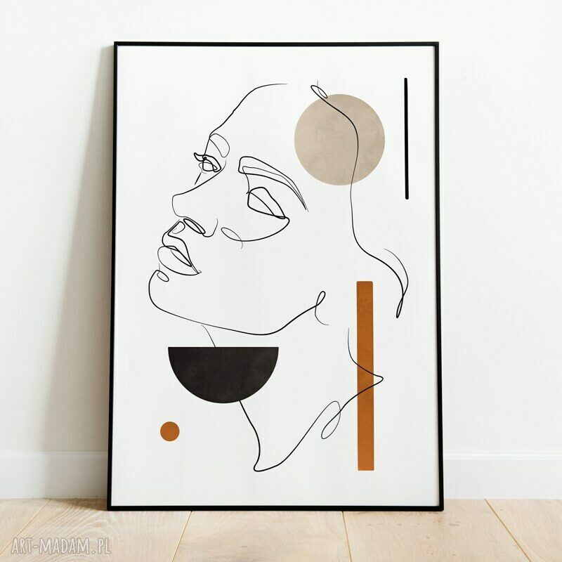 Plakat One Line A4 - kobieta twarz geometria