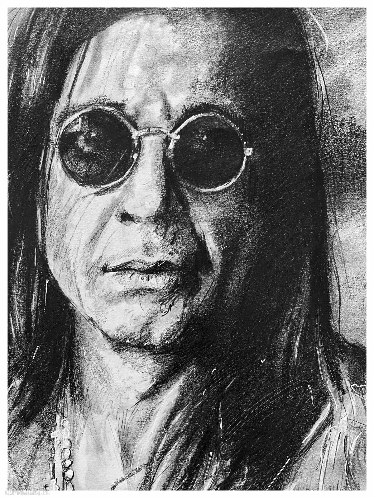 Plakat Ozzy Osbourne - Seria Ikony A3 (ręcznie rysowany, matowy papier)