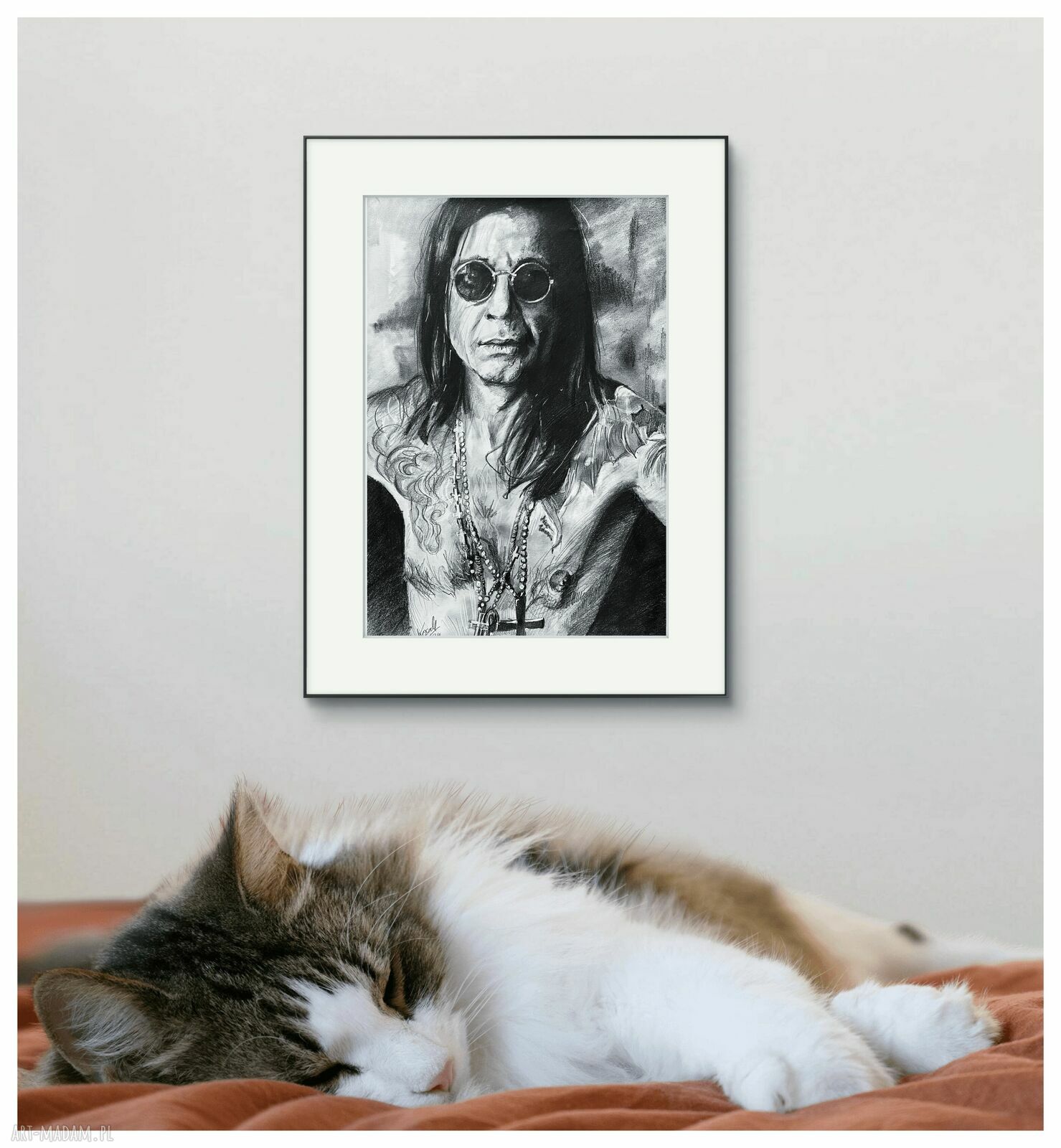 Plakat Ozzy Osbourne - Seria Ikony A3 ręcznie rysowany, matowy papier