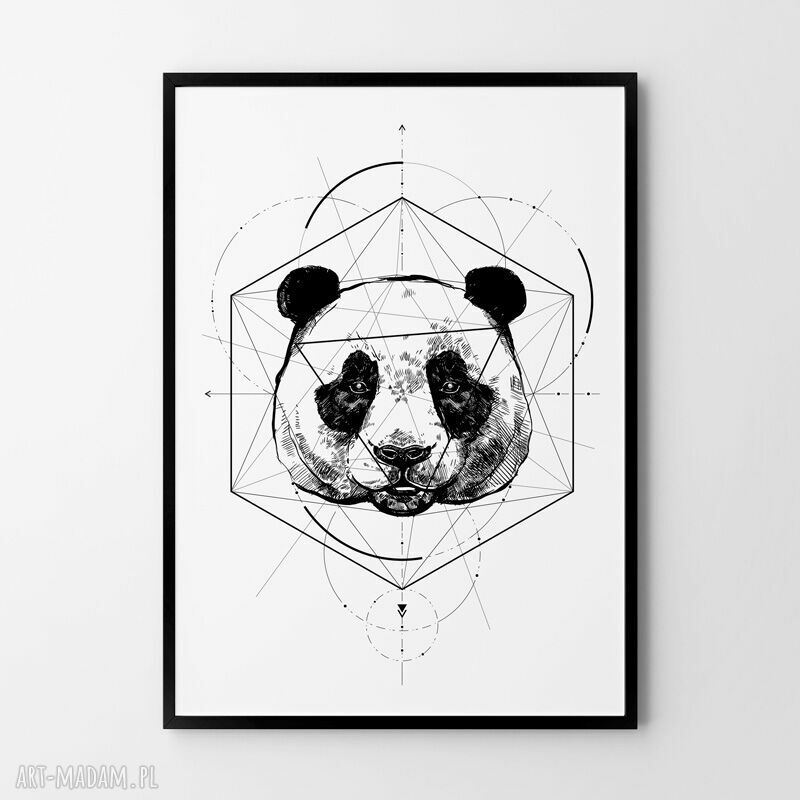 Plakat Panda 50x70 cm B2 - geometryczny rysunek Hogstudio