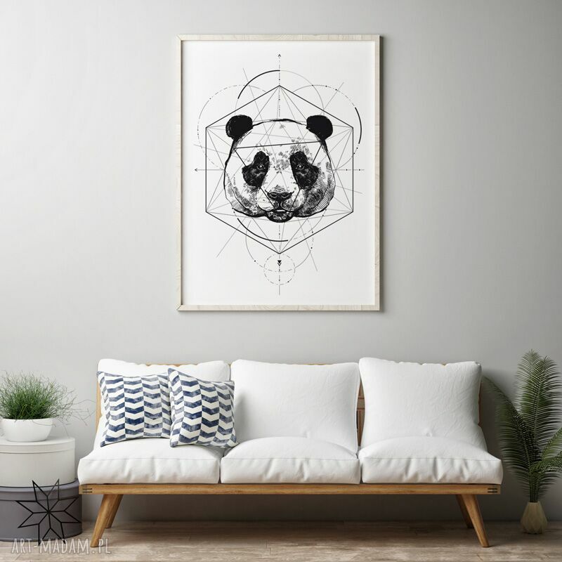 Plakat Panda 50x70 cm B2 - geometryczny rysunek Hogstudio