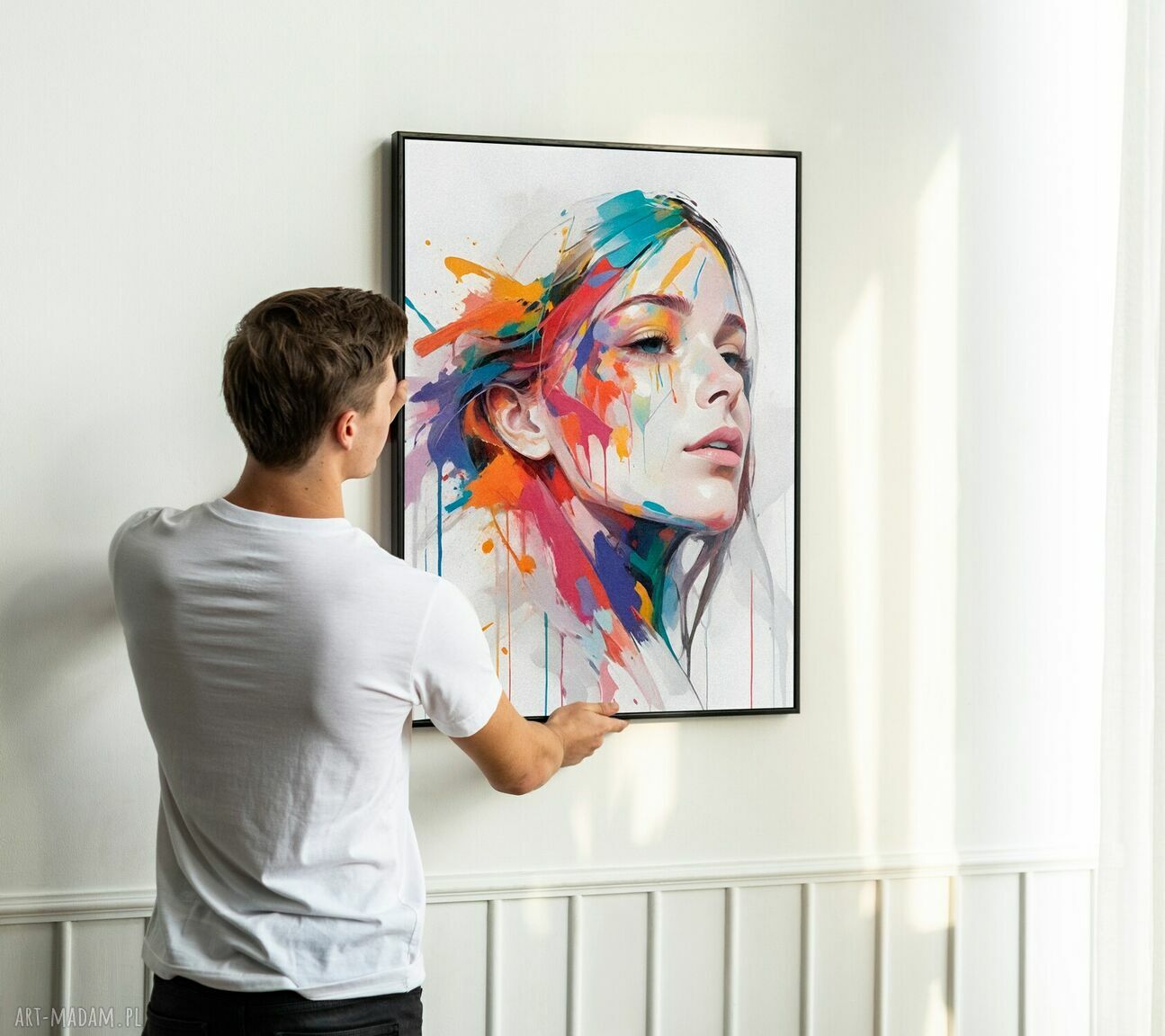 Plakat portret kobiety 61x91 cm do biura - kolorowa abstrakcja