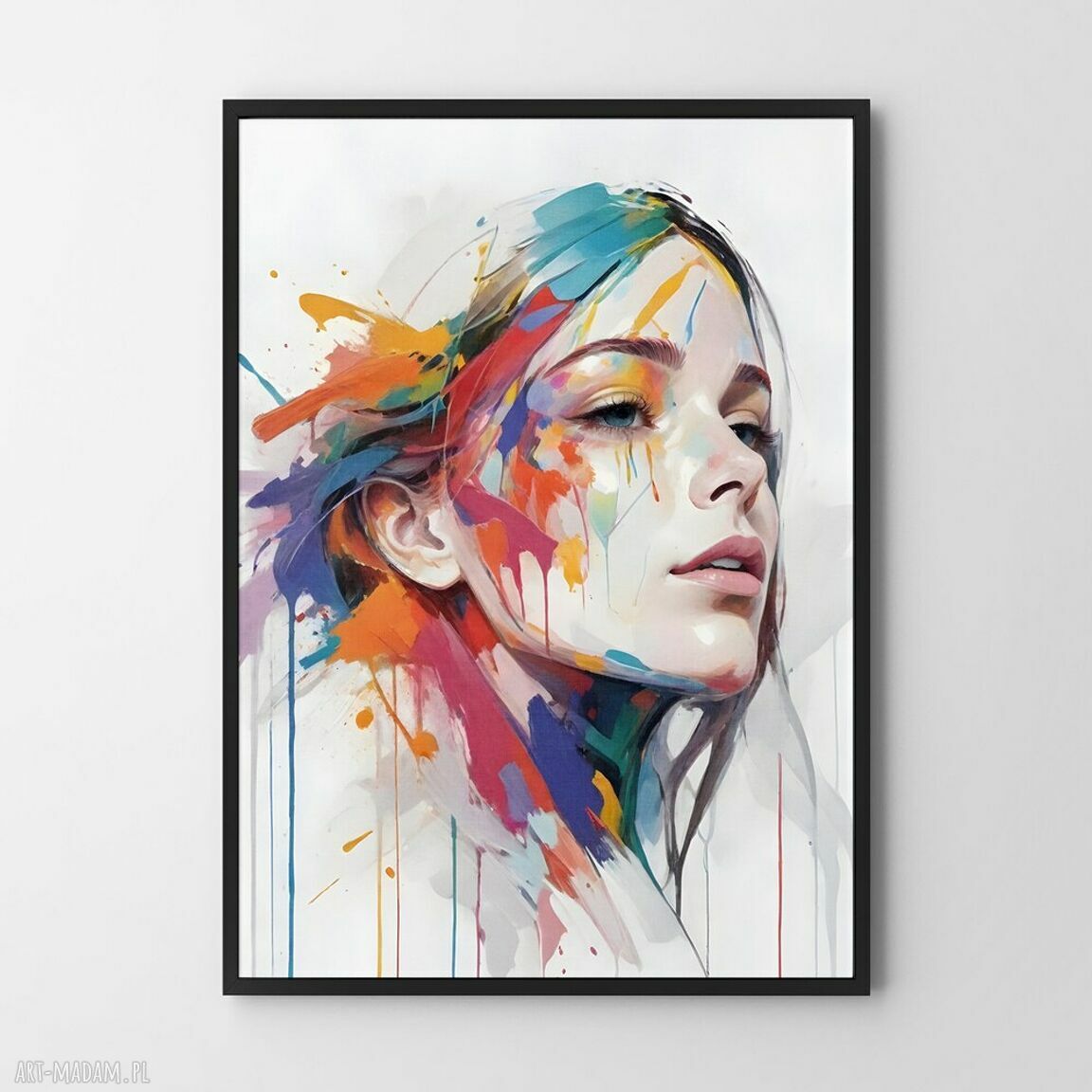 Plakat portret kobiety 61x91 cm do biura - kolorowa abstrakcja