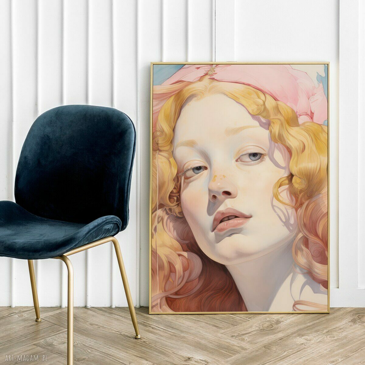 Plakat portret kobieta i dziewczyna w kolorze róż - 40x50 cm