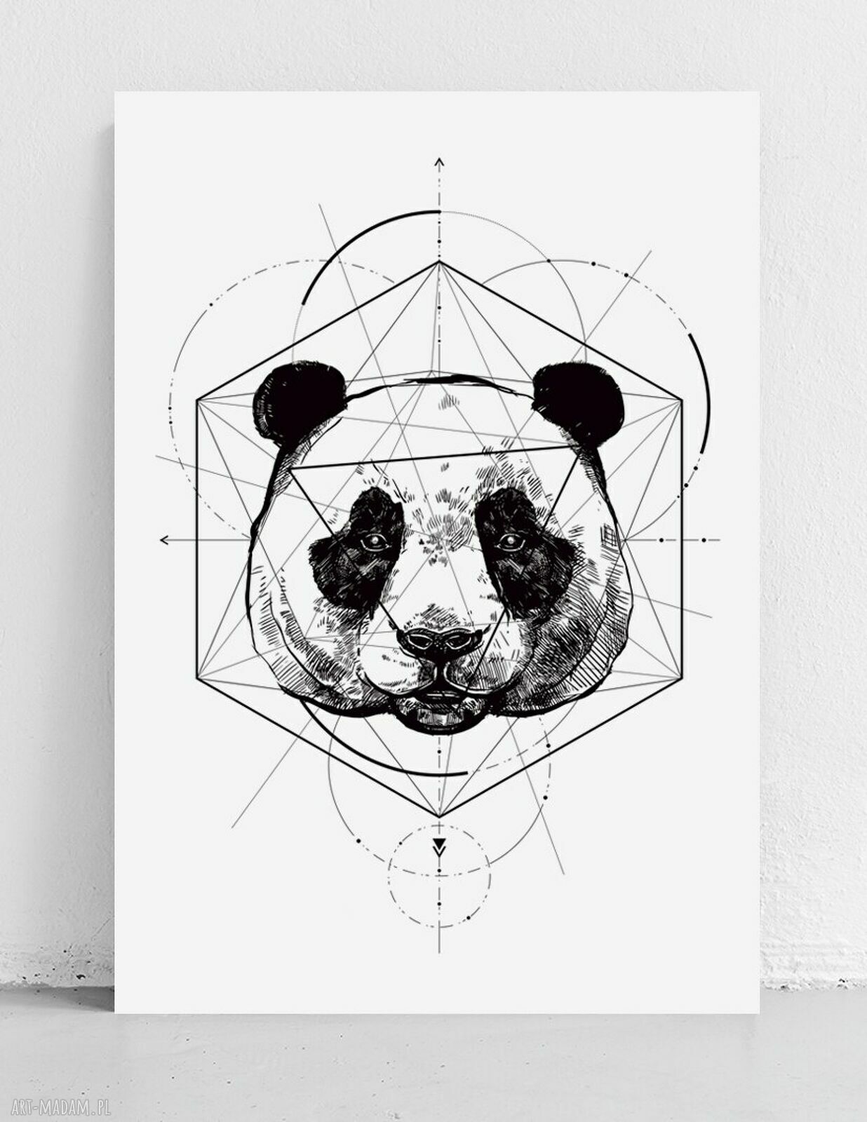 Geometryczny plakat z pandą 61x91 cm do nowoczesnego wnętrza