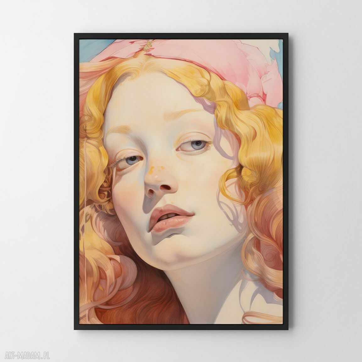 Plakat portret kobieta i dziewczyna w kolorze róż - 40x50 cm