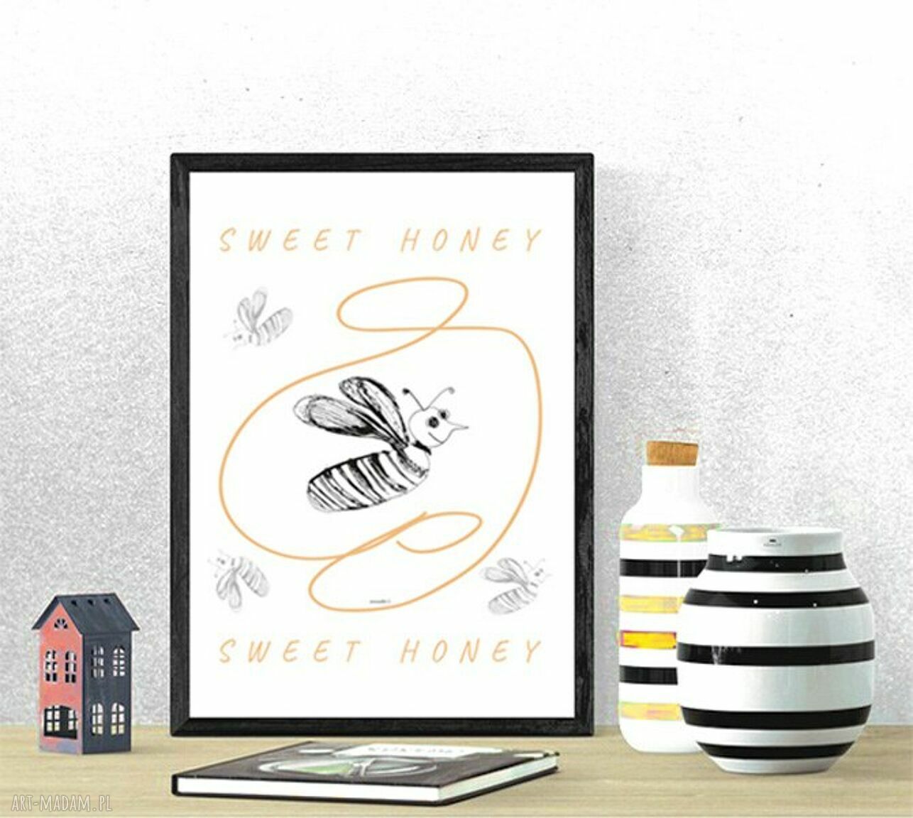 Śmieszny plakat z pszczółką „sweet honey” 21x30 cm (A4) - bez ramki