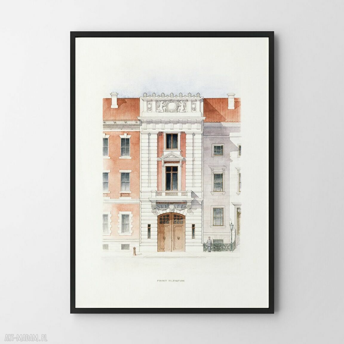 Kolorowy plakat rysunek kamienica 40x50 cm - miejski klimat do wnętrza