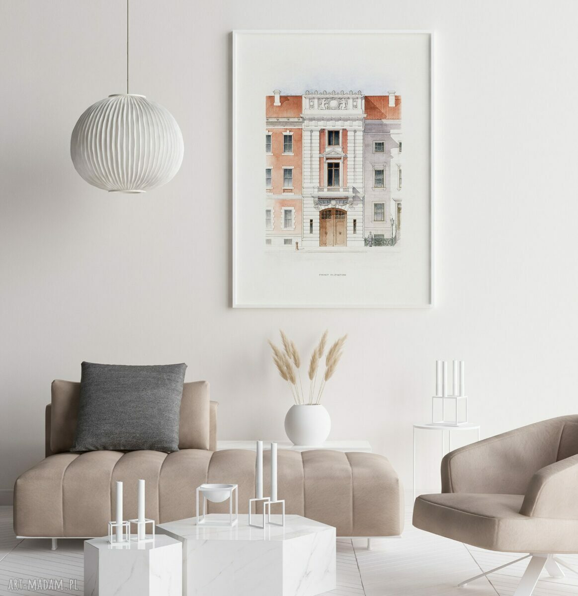 Kolorowy plakat rysunek kamienica 40x50 cm - miejski klimat do wnętrza