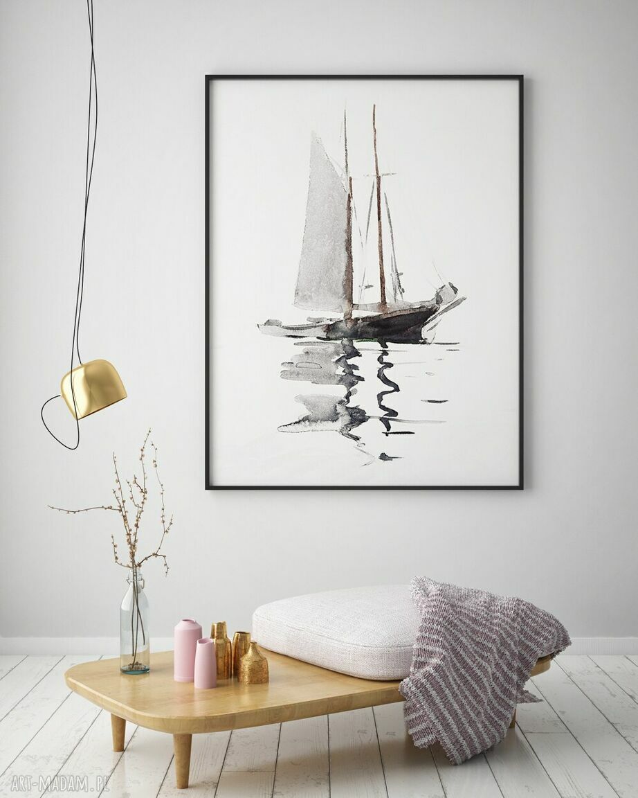 Plakat Samotny rejs 61x91 cm - żaglówka, morze, rejs do salonu