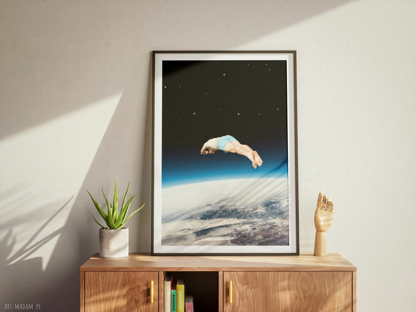Plakat Skok w bok - Kolaż Fine Art - kolaż minimalistyczny do Twojego wnętrza