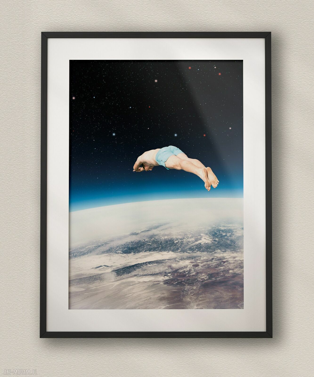 Plakat Skok w bok - Kolaż Fine Art - kolaż minimalistyczny do Twojego wnętrza