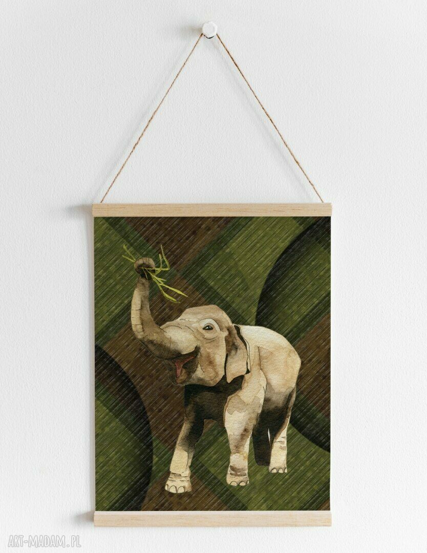 Plakat Słoń A4 21x29 cm - brązowy Wander&Wonder