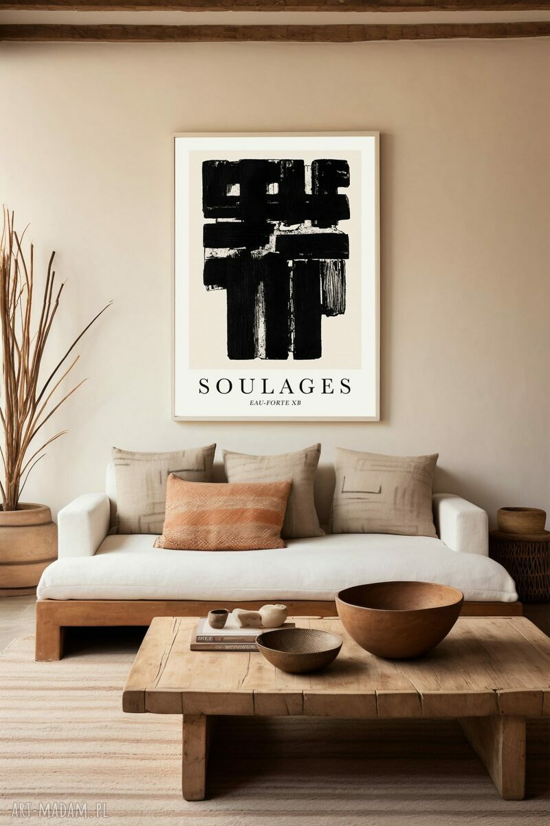 Plakat Soulages Eau-Forte XB 30x40 cm - nowoczesna grafika do Twojego wnętrza