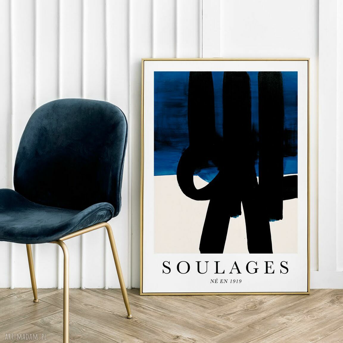 Plakat Soulages "Ne en 1919" 30x40 cm - niebieska abstrakcja (reprodukcja)