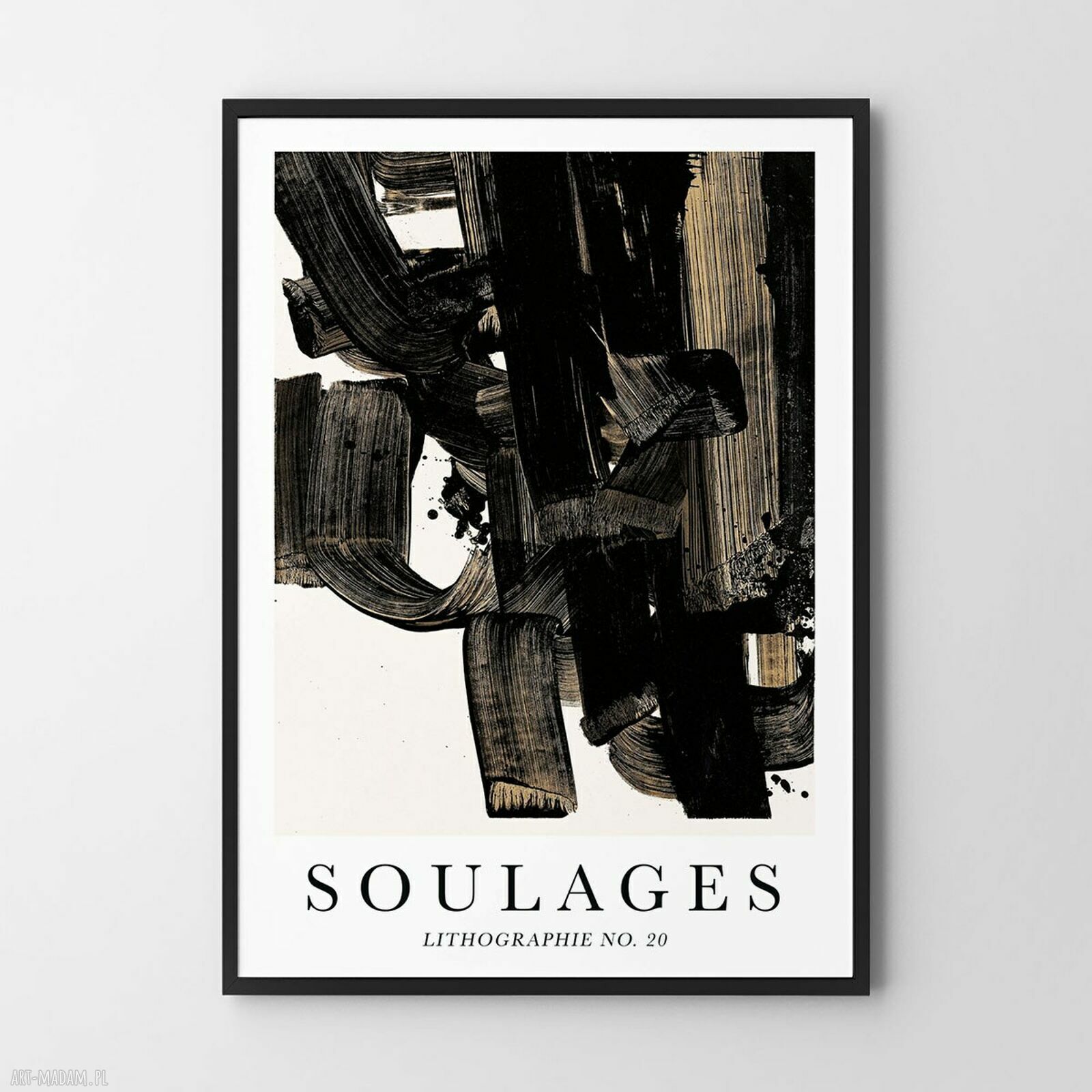 Plakat Soulages Litographie 20 - abstrakcja, reprodukcja - format A4
