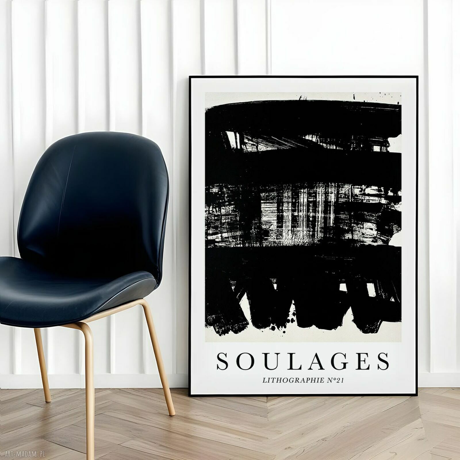 Plakat Soulages Litographie 50x70 cm - czarno-biały akcent do Twojego salonu