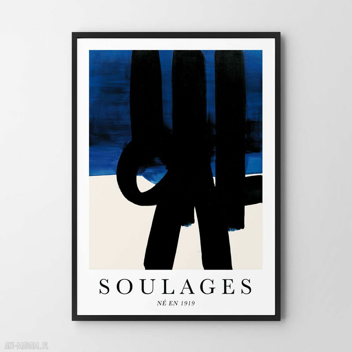 Plakat niebieska abstrakcja Soulages - format 61x91 cm reprodukcja