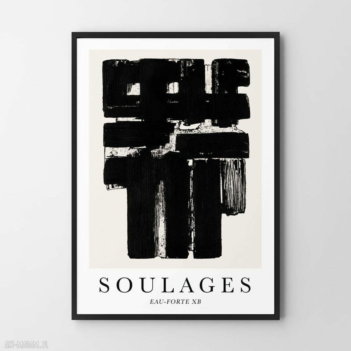 Plakat Soulages Eau-Forte XB 40x50 cm - minimalistyczna czarna abstrakcja