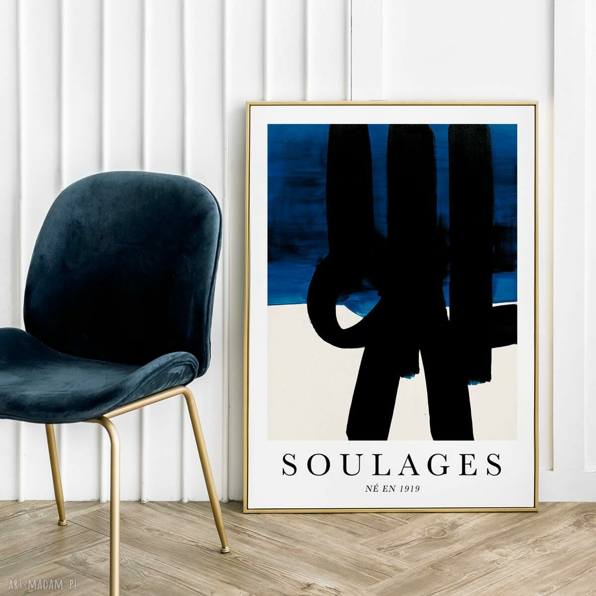 Plakat A4 Soulages - niebieska abstrakcja (reprodukcja)