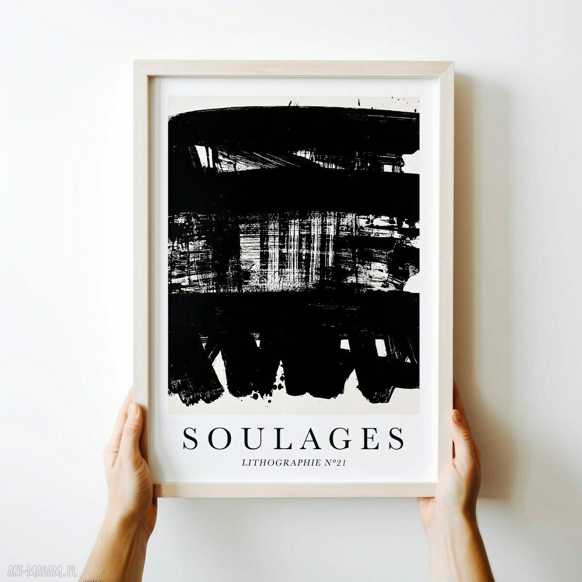 Plakat Soulages Litographie 21 w czerni i bieli 40x50 cm