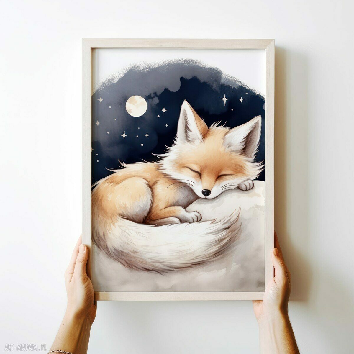 Plakat śpiący Lisek - dekoracja do pokoju dziecka 30x40 cm
