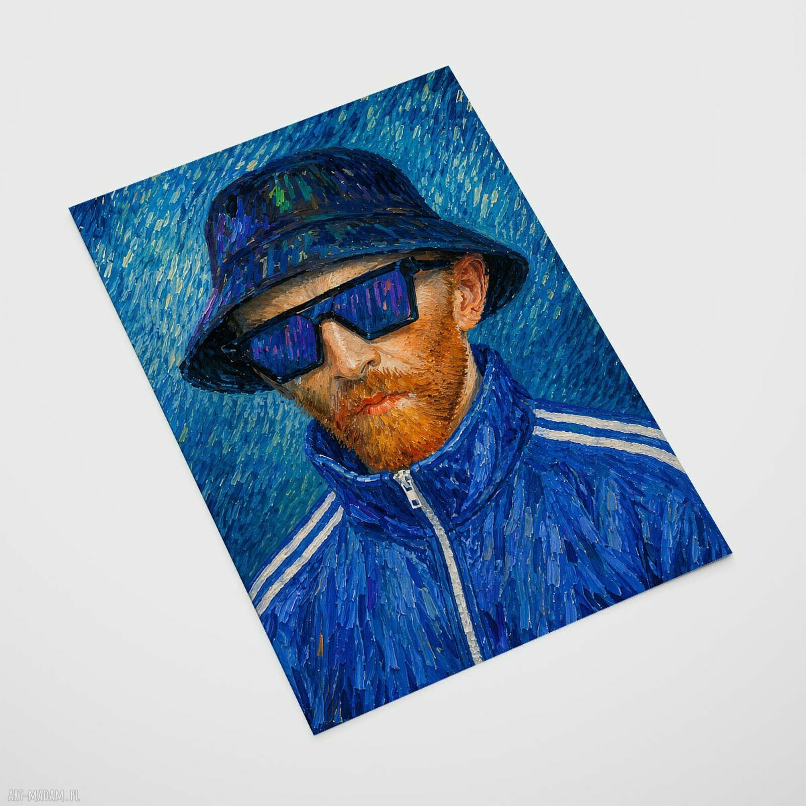 Niebieski plakat Vincenta van Gogha w sportowym stylu 30x40 cm