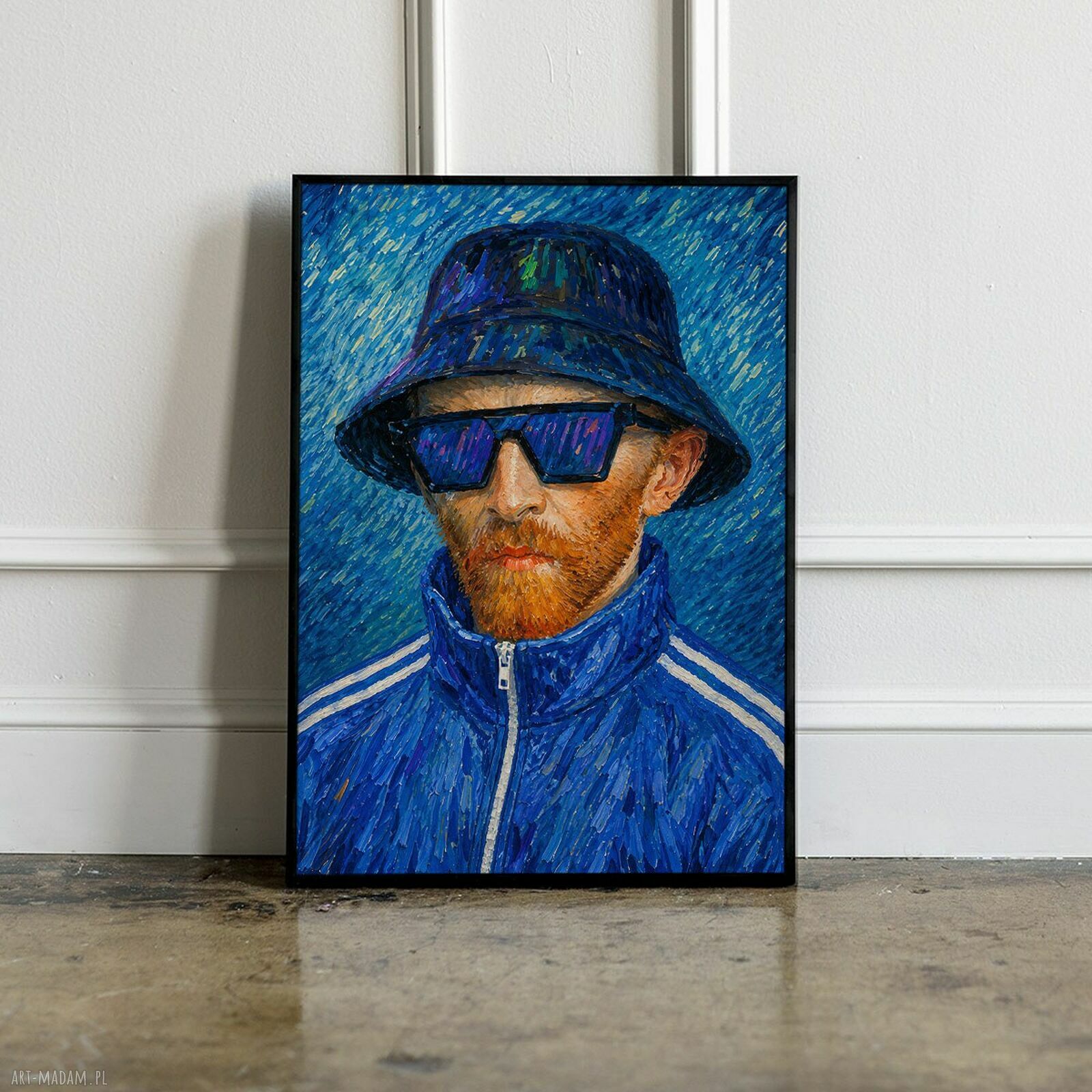 Niebieski plakat Vincenta van Gogha w sportowym stylu 30x40 cm