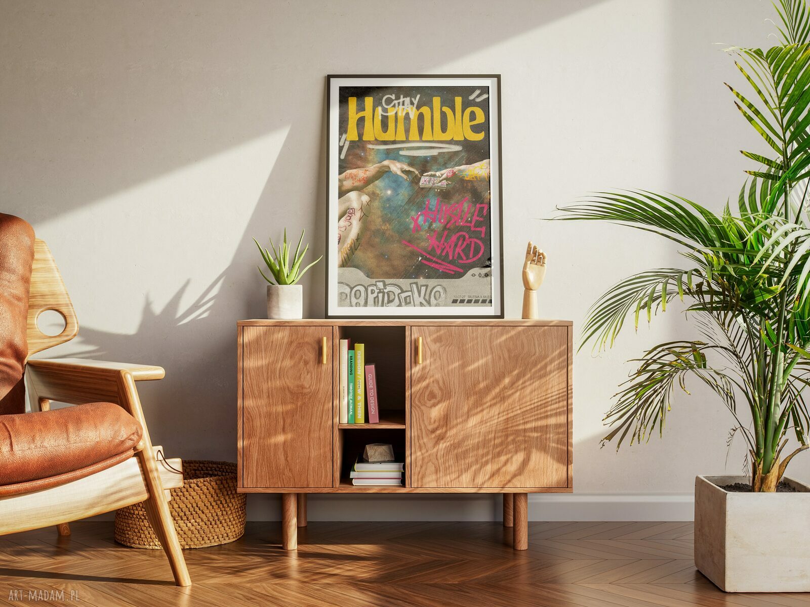 Plakat Stay Humble - Stworzenie Adama (A2 42x59,4 cm) - kolaż graffiti