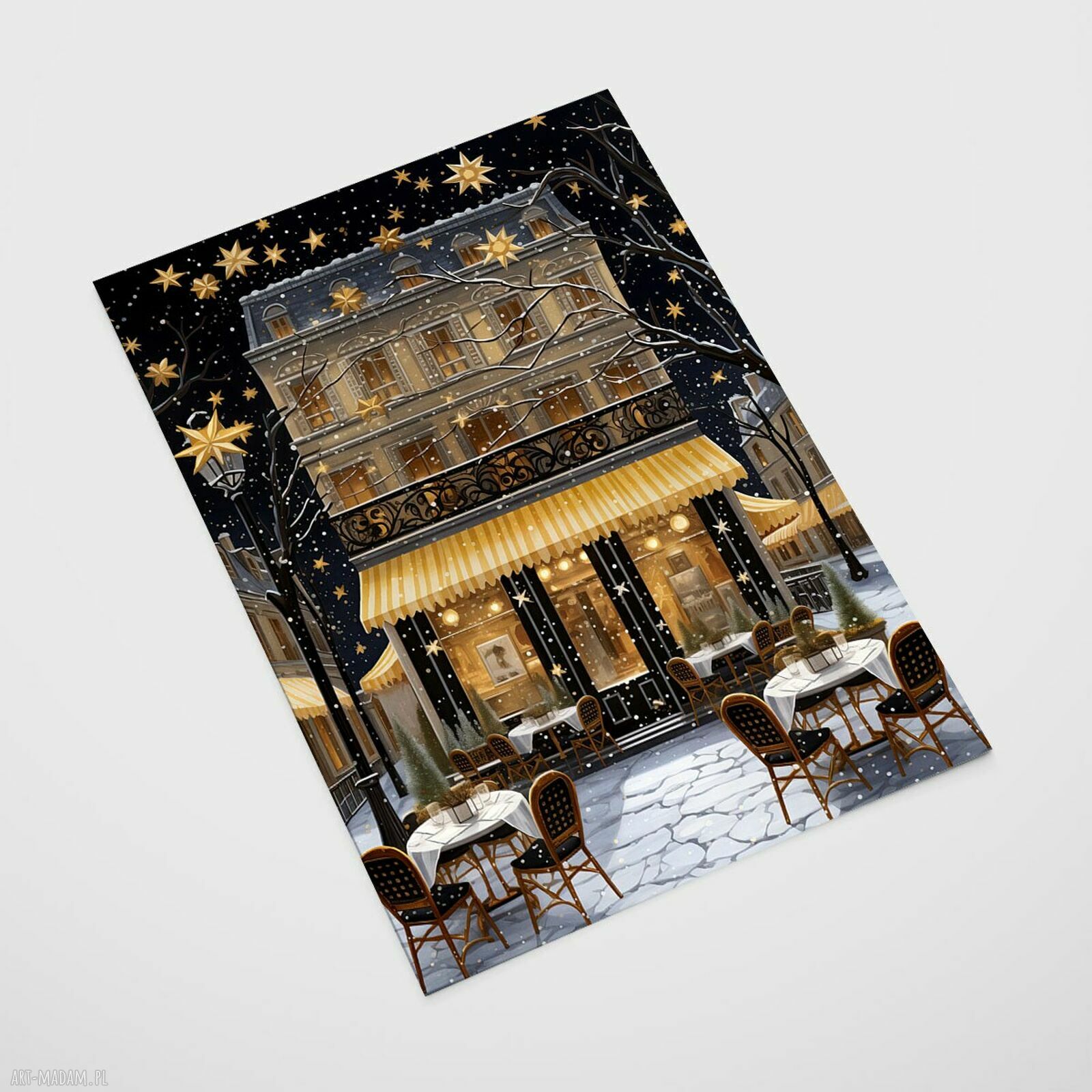 Plakat Świąteczny Paryż - format A4 21x29,7 cm (Hogstudio)